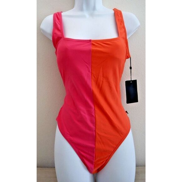 Tommy Hilfiger Women's Sz 8 Pink Dahia Split One-Piece Tankini Swimsuit - Picture 1 of 14